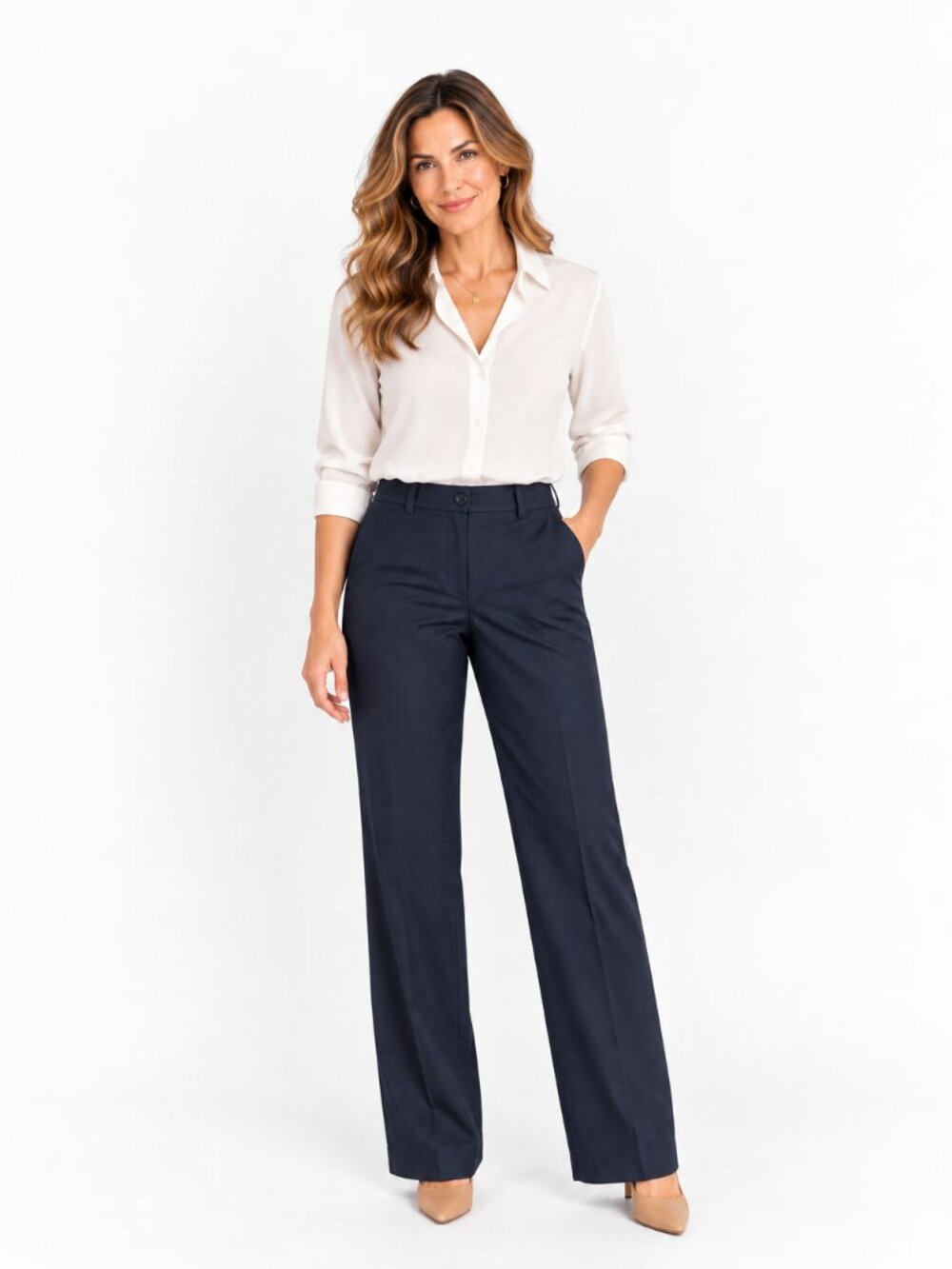 Bernard Zins Womens 12 Navy Straight Leg Dress Pants Saks Fifth Avenue